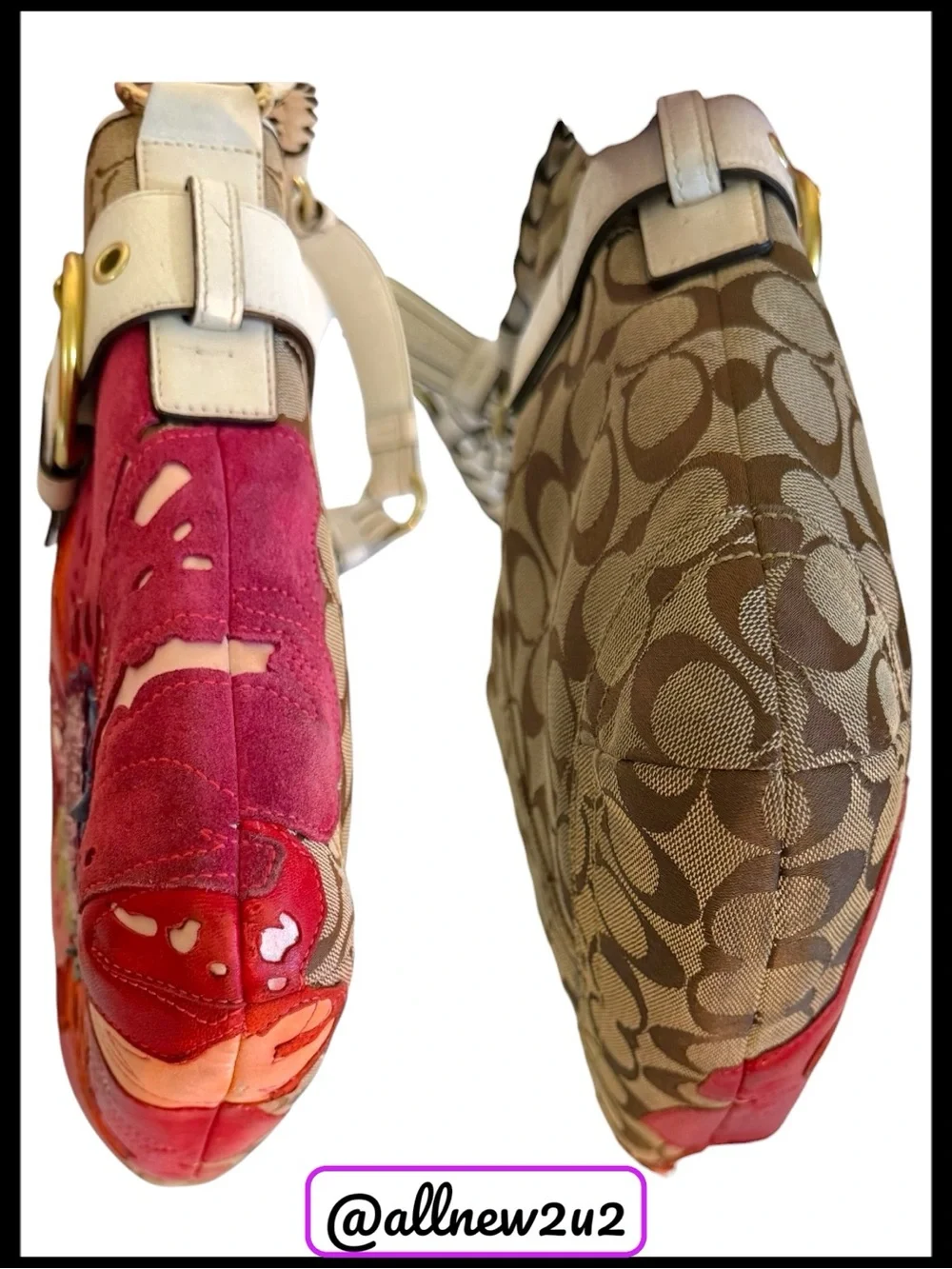 COACH RARE Vintage Khaki Signature Poppy Floral Appliqué Limited Edition